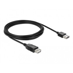Przedłużacz USB 2.0 typ A na USB 2.0 typ A żeński 3m czarny Delock 83372