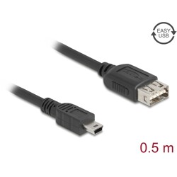 Kabel USB 2.0 USB typ mini-B męski na EASY USB typ A żeński 50cm Delock 81523