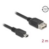 Kabel USB 2.0 USB typ mini-B męski na EASY USB typ A żeński 2m Delock 81525