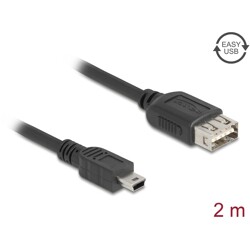 Kabel USB 2.0 USB typ mini-B męski na EASY USB typ A żeński 2m Delock 81525