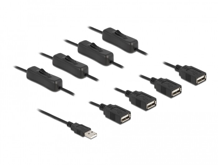 Kabel USB typ A męski do 4x USB typ A żeńskiego z przełącznikiem 1m Delock 86805