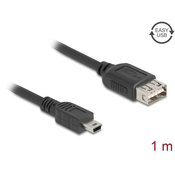 Kabel USB 2.0 USB typ mini-B męski na EASY USB typ A żeński 1m Delock 81524