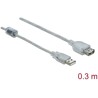 Przedłużacz USB 2.0 typ A męsko-żeński 30cm przezroczysty Delock 82244