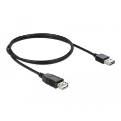 Przedłużacz USB 2.0 typ A na USB 2.0 typ A żeński 1m czarny Delock 83370