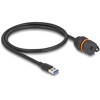 Kabel USB 5Gbps USB typ A męski na USB typ A żeński do instalacji z gwintem M20 i nasadką ochronną IP68 60cm czarny Delock 88149