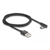 Przewód USB 2.0 typ A wtyk męski do USB-C wtyk męski kątowy 1m czarny Delock 80030