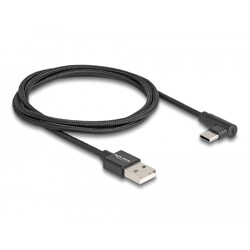 Przewód USB 2.0 typ A wtyk męski do USB-C wtyk męski kątowy 1m czarny Delock 80030 Przewód USB 2.0 typ A wtyk męski do USB-C wtyk męski kątowy 1m czarny Delock 80030