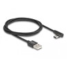Przewód USB 2.0 typ A wtyk męski do USB-C wtyk męski kątowy 1m czarny Delock 80030