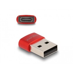 Adapter USB 2.0 USB typ A - USB-C męsko-żeński czerwony Delock 60050