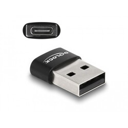 Adapter USB 2.0 USB typ A - USB-C męsko-żeński czarny Delock 60002