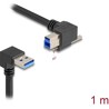 Kabel USB 5Gbps USB typ A męski 90° pod kątem w dół do USB typ B męski ze śrubą 90° kątowy prosty 1m czarny Delock 80481