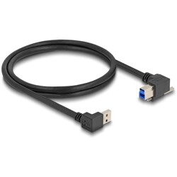Kabel USB 5Gbps USB typ A męski 90° pod kątem w dół do USB typ B męski ze śrubą 90° kątowy prosty 1m czarny Delock 80481 Kabel USB 5Gbps USB typ A męski 90° pod kątem w dół do USB typ B męski ze śrubą 90° kątowy prosty 1m czarny Delock 80481