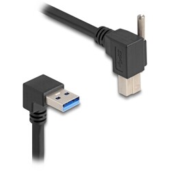 Kabel USB 5Gbps USB typ A męski 90° pod kątem w dół do USB typ B męski ze śrubą 90° kątowy prosty 1m czarny Delock 80481 Kabel USB 5Gbps USB typ A męski 90° pod kątem w dół do USB typ B męski ze śrubą 90° kątowy prosty 1m czarny Delock 80481