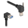Kabel USB 5Gbps USB typ A męski 90° pod kątem w dół do USB typ B męski ze śrubą 90° kątowy prosty 1m czarny Delock 80481