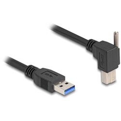 Kabel USB 5Gbps USB typ A męski proste do USB typ B męski ze śrubą 90° kątowy prosty 1m czarny Delock 80484 Kabel USB 5Gbps USB typ A męski proste do USB typ B męski ze śrubą 90° kątowy prosty 1m czarny Delock 80484