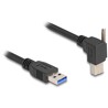 Kabel USB 5Gbps USB typ A męski proste do USB typ B męski ze śrubą 90° kątowy prosty 1m czarny Delock 80484