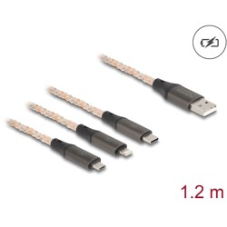 Kabel ładujący USB RGB 3w1 typ A do Lightning / micro USB / USB-C 1,2m Delock 88158