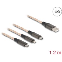 Kabel ładujący USB RGB 3w1 typ A do Lightning / micro USB / USB-C 1,2m Delock 88158