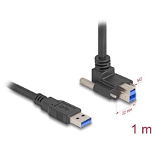 Kabel USB 5Gbps wtyk USB typ A prosty na wtyk USB typ B ze śrubami skierowany do góry pod kątem 90° 1m czarny Delock 80480