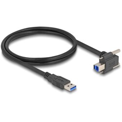 Kabel USB 5Gbps wtyk USB typ A prosty na wtyk USB typ B ze śrubami skierowany do góry pod kątem 90° 1m czarny Delock 80480 Kabel USB 5Gbps wtyk USB typ A prosty na wtyk USB typ B ze śrubami skierowany do góry pod kątem 90° 1m czarny Delock 80480