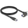Kabel USB 5Gbps wtyk USB typ A prosty na wtyk USB typ B ze śrubami skierowany do góry pod kątem 90° 1m czarny Delock 80480