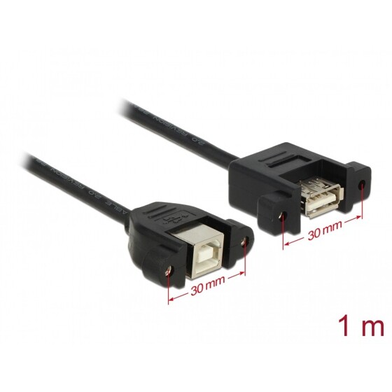 Przewód USB 2.0 typ B wtyk żeński do zabudowy panel. - USB 2.0 typ A wtyk żeński do zabudowy panel. 1m Delock 85108
