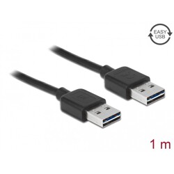 Przewód USB 2.0 typ A na USB 2.0 typ A 1m czarny Delock 83460