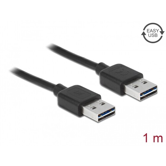 Przewód USB 2.0 typ A na USB 2.0 typ A 1m czarny Delock 83460