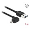 Przewód USB 2.0 typ A na micro-B kątowy 3m czarny Delock 83854