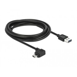 Przewód USB 2.0 typ A na micro-B kątowy 3m czarny Delock 83854 Przewód USB 2.0 typ A na micro-B kątowy 3m czarny Delock 83854