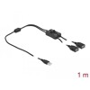 Kabel USB typ A męski do 2x USB typ A żeńskiego z przełącznikiem 1m Delock 86803