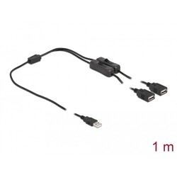Kabel USB typ A męski do 2x USB typ A żeńskiego z przełącznikiem 1m Delock 86803