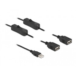Kabel USB typ A męski do 2x USB typ A żeńskiego z przełącznikiem 1m Delock 86803 Kabel USB typ A męski do 2x USB typ A żeńskiego z przełącznikiem 1m Delock 86803