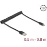 Kabel spiralny EASY-USB 2.0 typ A męski do USB-C męski 50cm do 80cm czarny Delock 90133