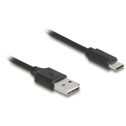 Kabel spiralny EASY-USB 2.0 typ A męski do USB-C męski 50cm do 80cm czarny Delock 90133 Kabel spiralny EASY-USB 2.0 typ A męski do USB-C męski 50cm do 80cm czarny Delock 90133