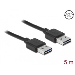 Przewód USB 2.0 typ A na USB 2.0 typ A 5m czarny Delock 83463