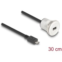 Złącze kablowe USB 2.0 micro-B wbudowane żeńskie z wtyczką kablową 30cm aluminiowe Delock 88184