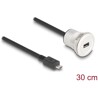 Złącze kablowe USB 2.0 micro-B wbudowane żeńskie z wtyczką kablową 30cm aluminiowe Delock 88184