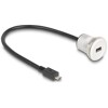 Złącze kablowe USB 2.0 micro-B wbudowane żeńskie z wtyczką kablową 30cm aluminiowe Delock 88184