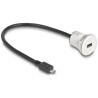 Złącze kablowe USB 2.0 micro-B wbudowane żeńskie z wtyczką kablową 30cm aluminiowe Delock 88184