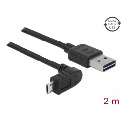 Przewód USB 2.0 typ A na micro-B kątowy 2m czarny Delock 83856