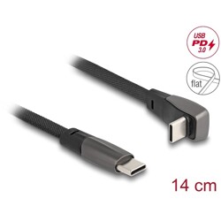 Płaski kabel taśmowy USB 2.0 USB-C męski na USB-C męski kątowy PD 3.0 60W 14cm czarny Delock 80750