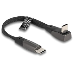 Płaski kabel taśmowy USB 2.0 USB-C męski na USB-C męski kątowy PD 3.0 60W 14cm czarny Delock 80750 Płaski kabel taśmowy USB 2.0 USB-C męski na USB-C męski kątowy PD 3.0 60W 14cm czarny Delock 80750