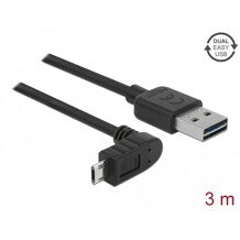 Przewód USB 2.0 typ A na micro-B kątowy 3m czarny Delock 83857