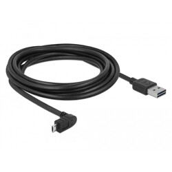 Przewód USB 2.0 typ A na micro-B kątowy 3m czarny Delock 83857 Przewód USB 2.0 typ A na micro-B kątowy 3m czarny Delock 83857