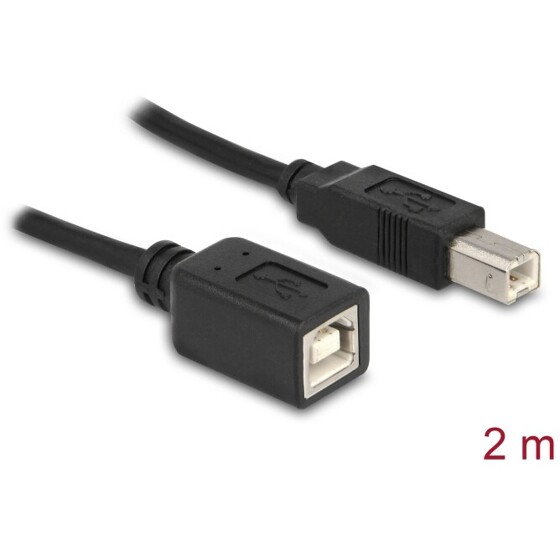 Kabel USB 2.0 B wtyk - USB 2.0 B gniazdo przedłużacz 2m czarny Delock 83427