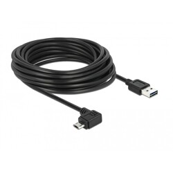 Przewód USB 2.0 typ A na micro-B kątowy 5m czarny Delock 85562