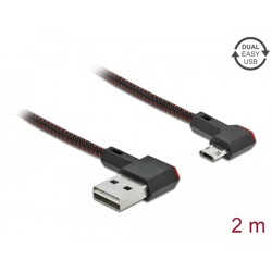 Przewód USB 2.0 typ A na micro-B kątowy 2m czarny Delock 85273