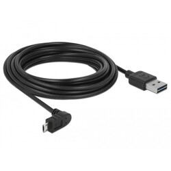 Przewód USB 2.0 typ A na micro-B kątowy 5m czarny Delock 85561