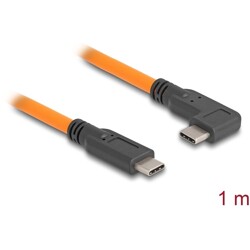 Kabel USB 5Gbps USB-C męski na USB-C męski pod kątem 90° do fotografowania zdalnego 1m pomarańczowy Delock 87961